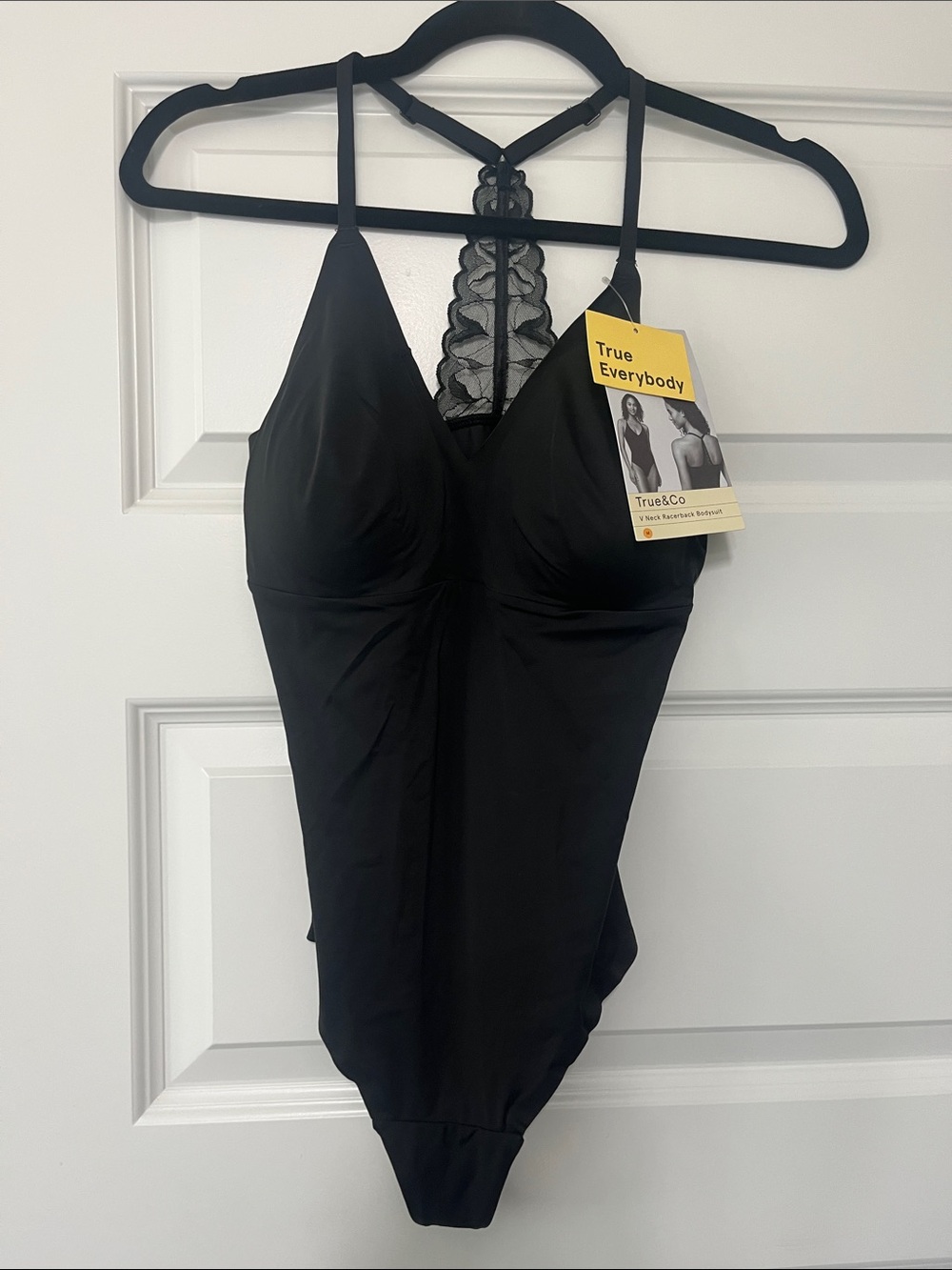 True & Co. Black Lace-Back Bodysuit Shapewear